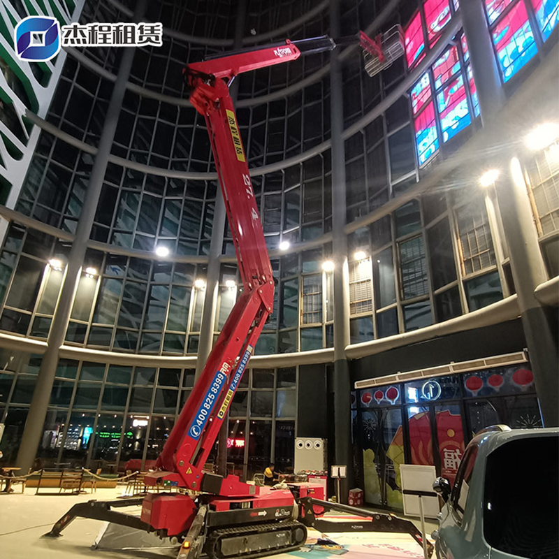 杰程27米蜘蛛车出租应用于酒店室内高空作业