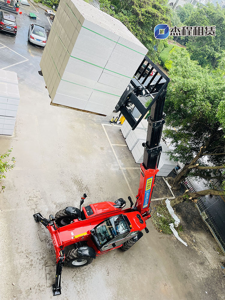 伸缩臂叉装车出租用于1.6吨加气砖高效搬运直达三楼应用案例